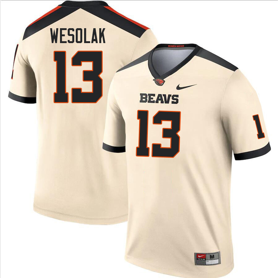 Men #13 DJ Wesolak Oregon State Beavers College Football Jerseys Stitched-Cream